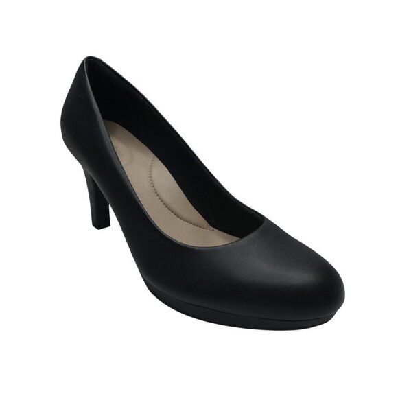 Collection by Clarks Adriel Viola Black Leather Heels Pumps Womens 10 - Picture 1 of 13